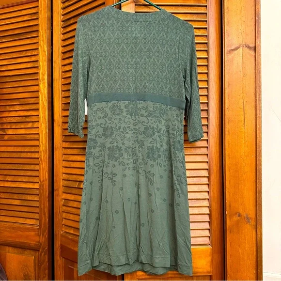 NWT Athleta faux-wrap dress in green floral print, size S - Picture 2 of 11
